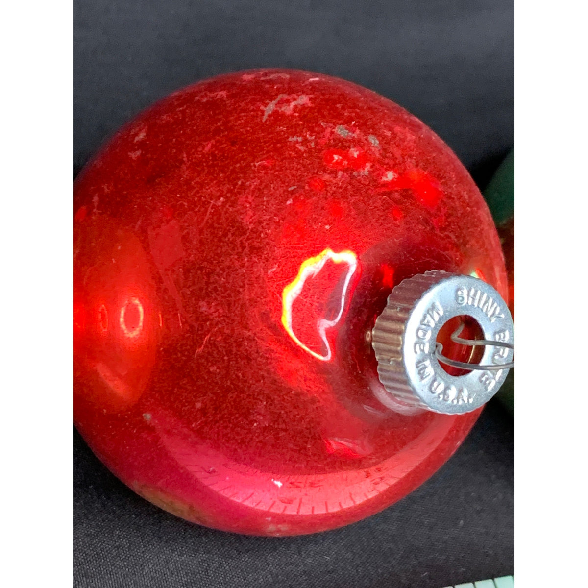 Vintage Shiny Brite Glass Christmas Ornaments Lot 4 Red Green Blue Gold USA
