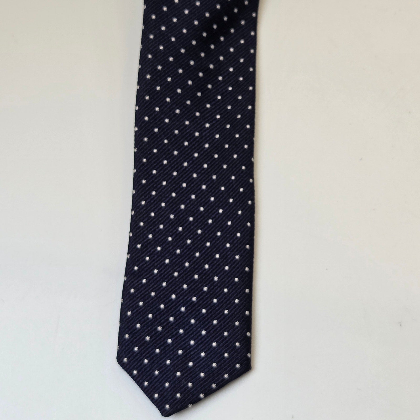 Tommy Hilfiger Broom Stitch Stripe Silk Tie NWT 3.75 Wide Polka Dot Contrast Tip