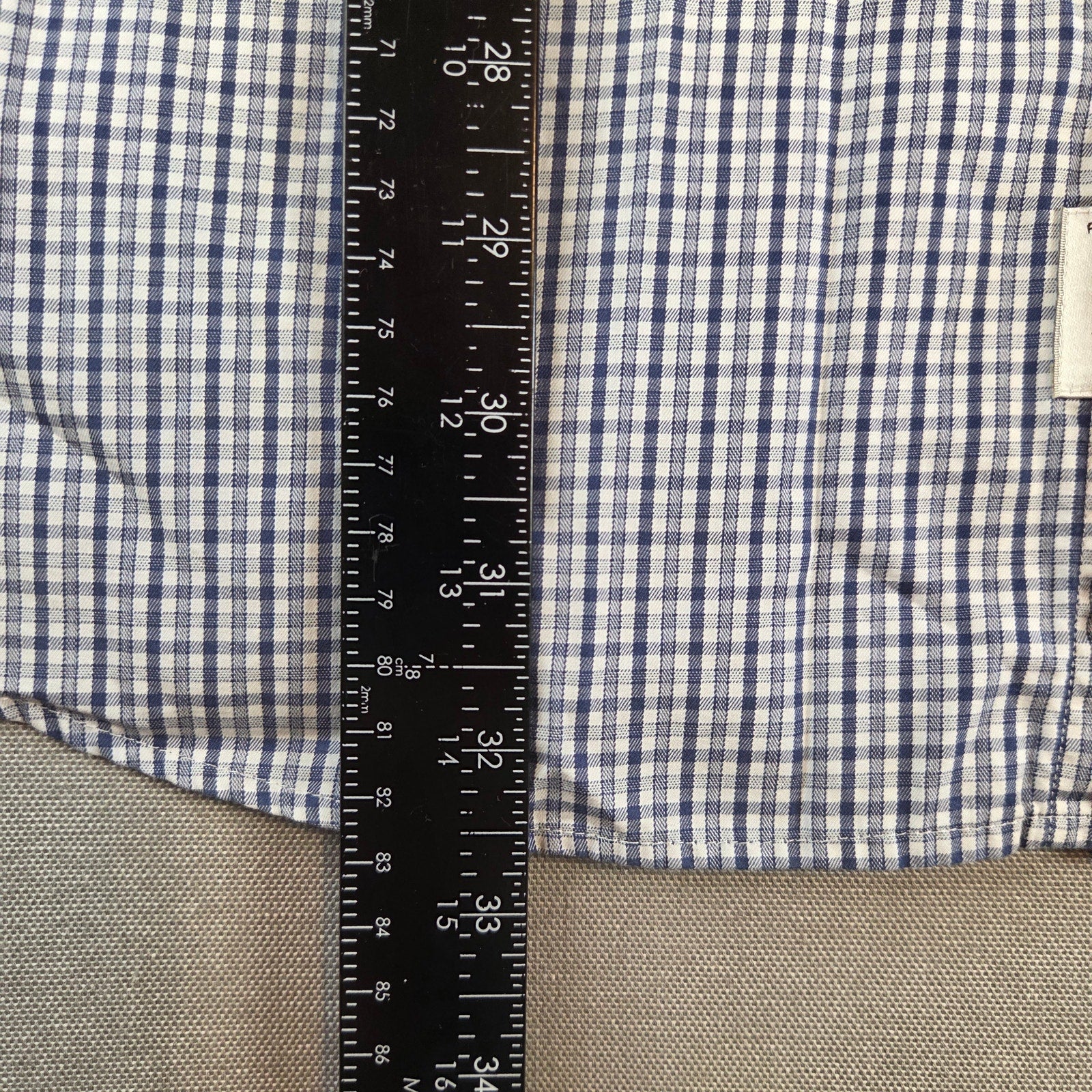 Peter Millar XL Button Up Shirt Cotton Blue White Check Short Sleeve