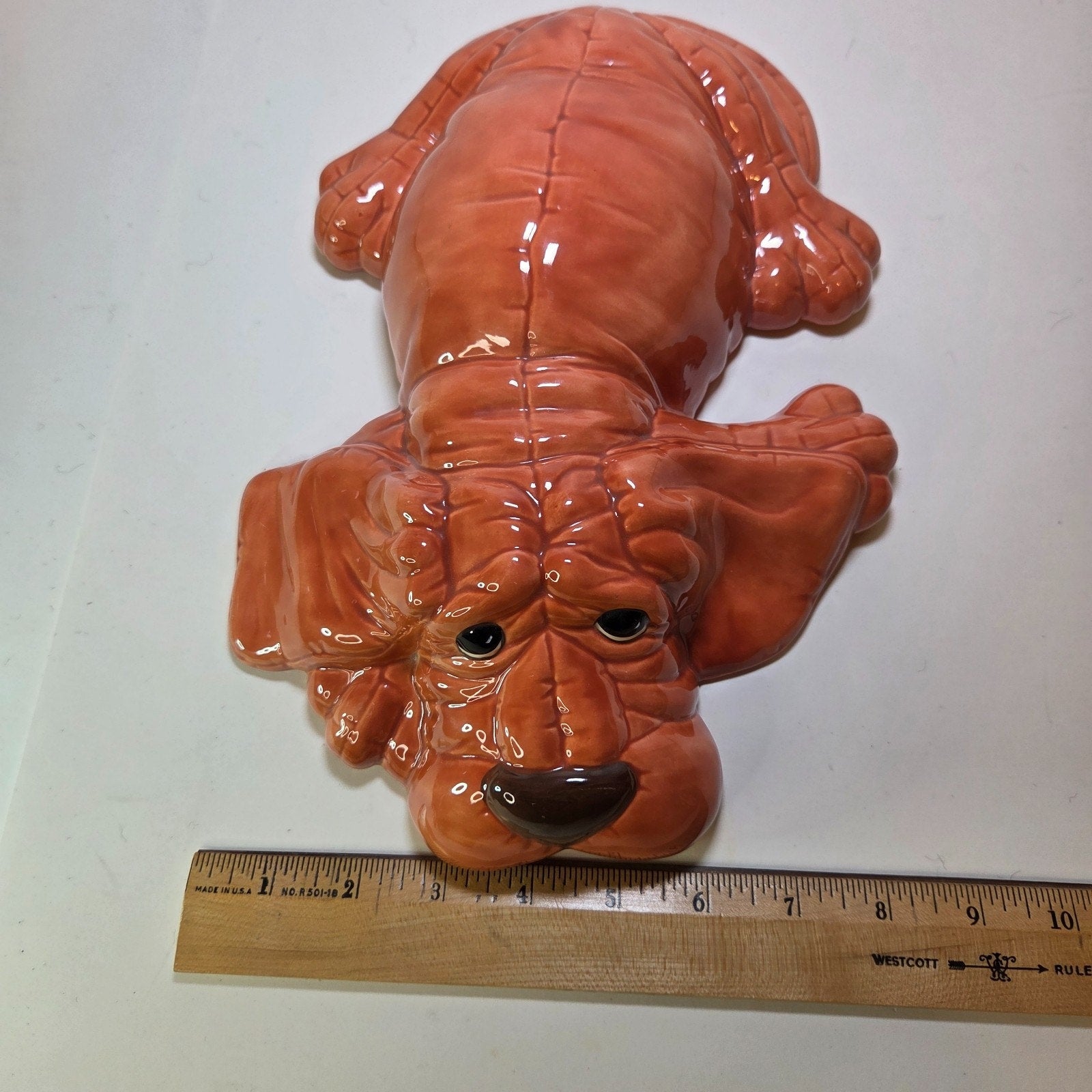 Vintage 1986 Kimple Mold Ceramic Basset Hound Wall Plaque Dog Art 12" USA