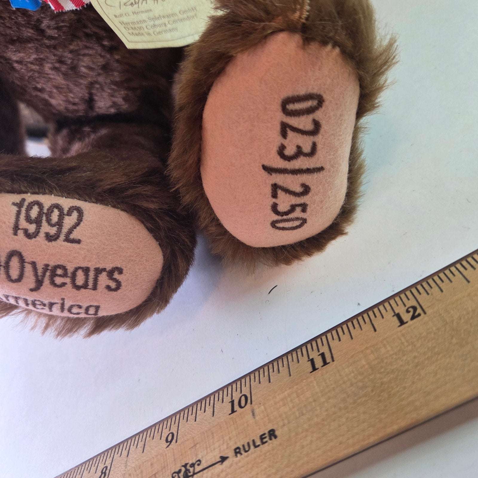 Hermann Mohair Teddy Bear for America 1492-1992 LE 23/250 w/COA & Drum