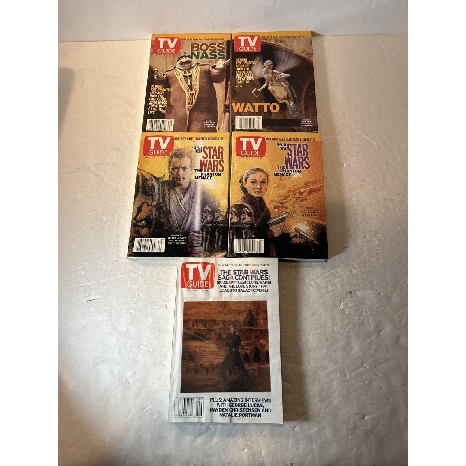 TV GUIDE Star Wars: The Phantom Menace and Clone Wars, lot of 5
