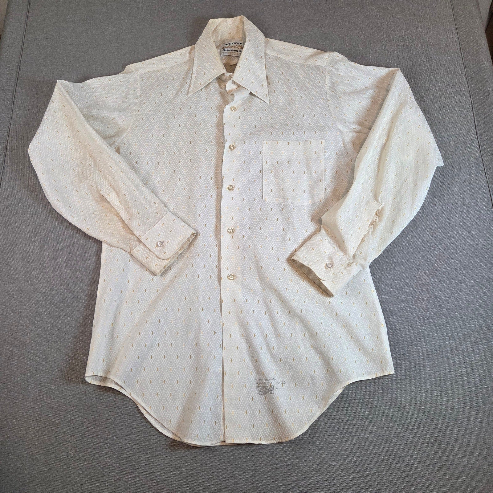 Vintage 1960s Arrow Belmont Club Decton Perma-Iron Shirt USA 14.5-32
