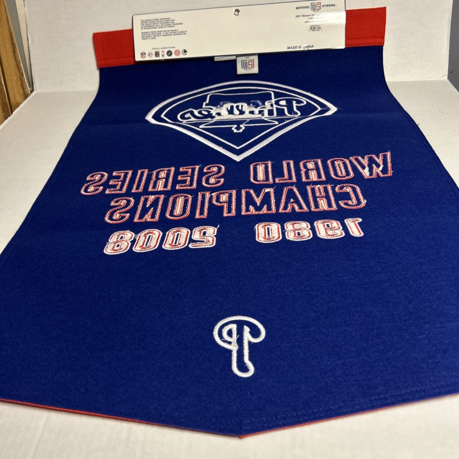 Philadelphia Phillies Wool Blend MLB Champions Banner, 24" x 36"