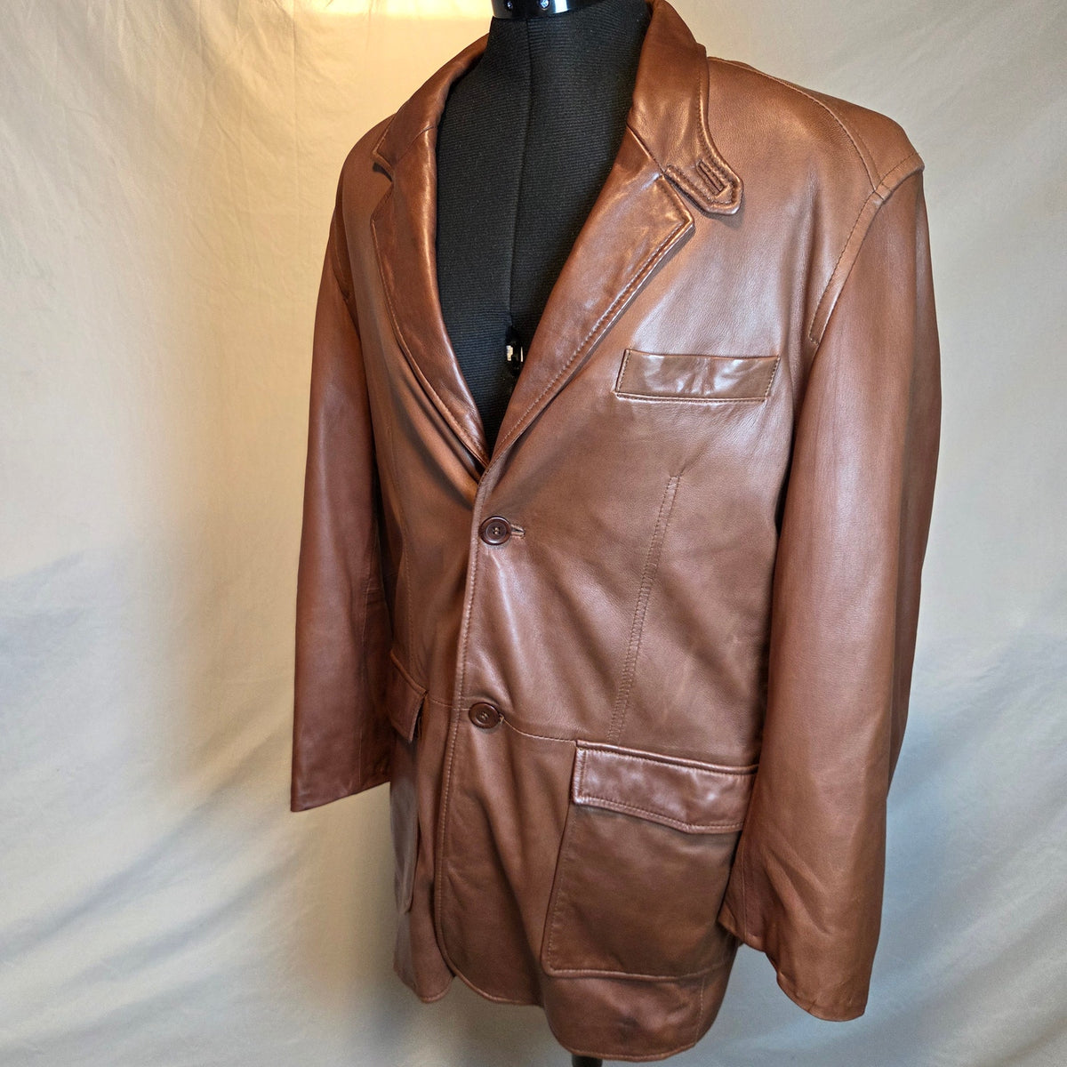 Wilsons Leather Men's L Brown Genuine Leather Blazer Sport Coat Jacket Lined