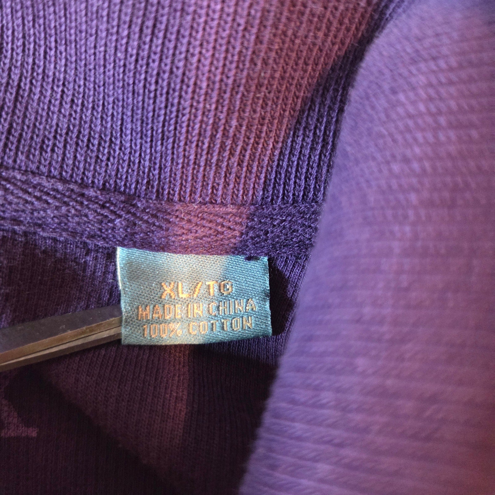Tommy Bahama Relax 1/4 Zip Sweater XL Purple Cotton Pullover Casual