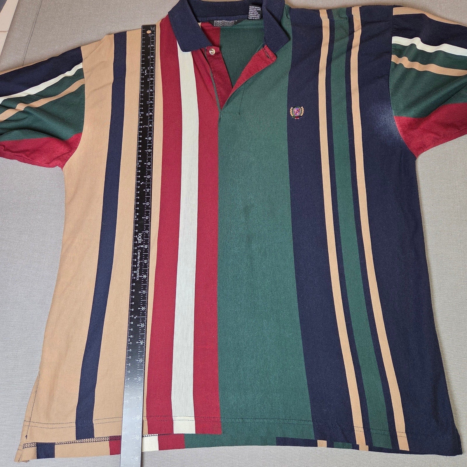 Knightsbridge Striped Polo Shirt XL Embroidered Crest Short Sleeve