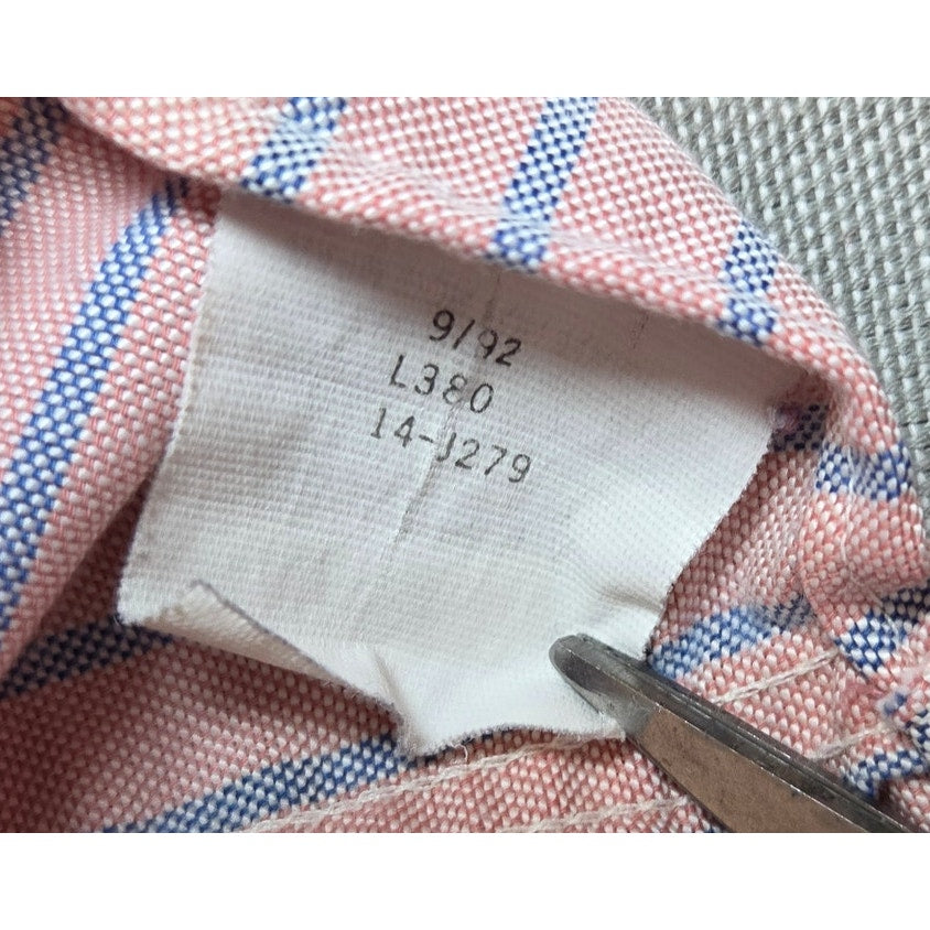 Vintage 90s L.L. Bean USA Made Pink Blue Stripe Shirt 16-35 Single Needle