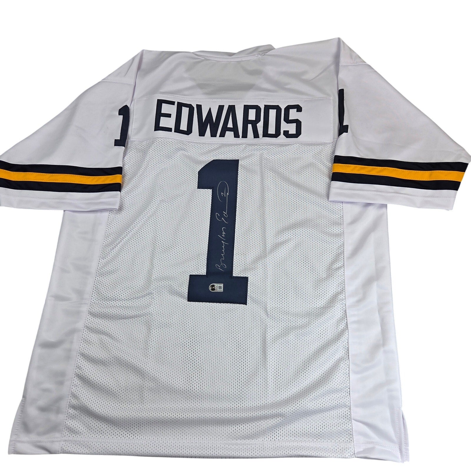 Braylon Edwards Signed Custom Michigan Wolverines #1 Jersey BAS Witness Auto