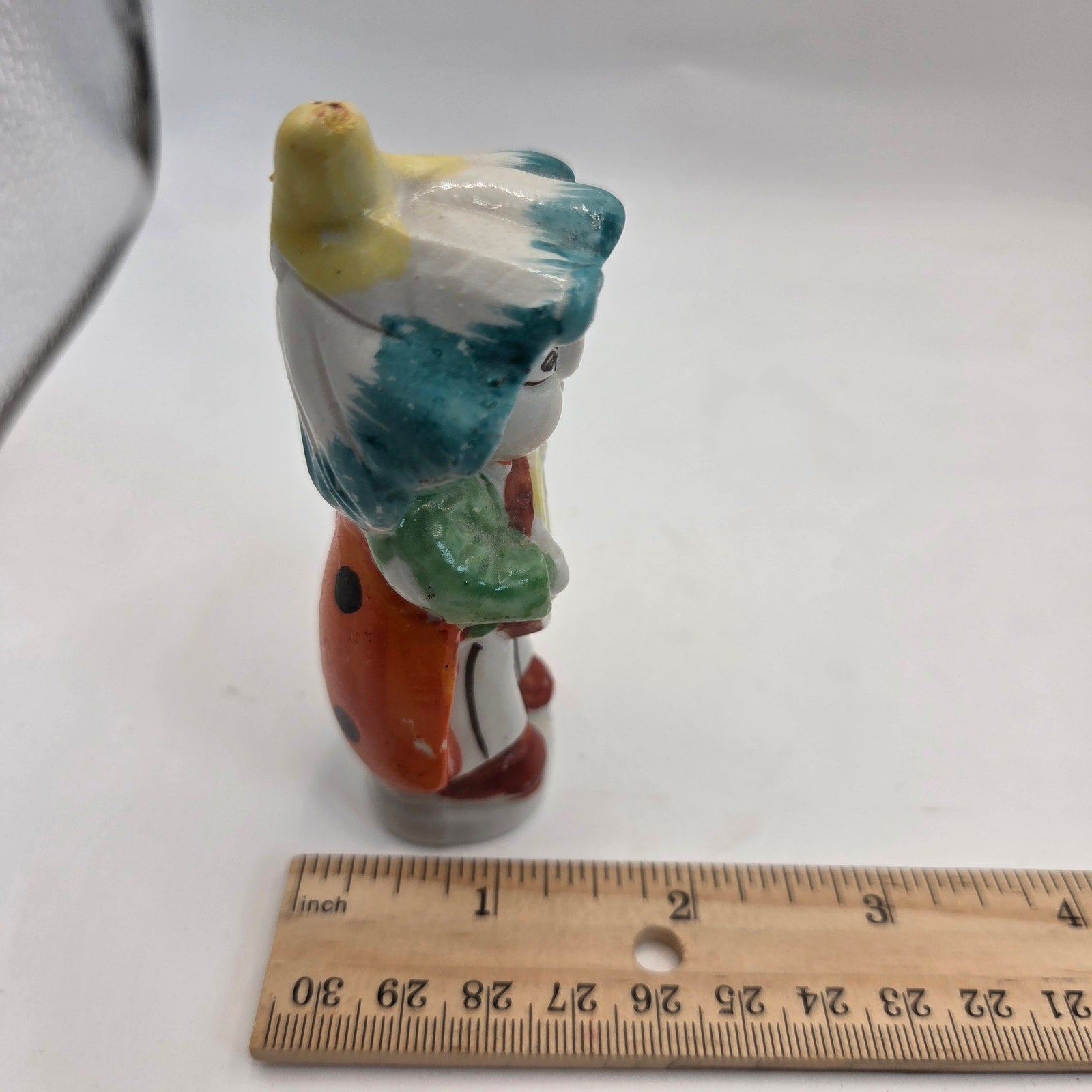 Vintage Japan Pixie Figurine Mushroom Hat Ladybug Wings Mandolin Player 3.75”