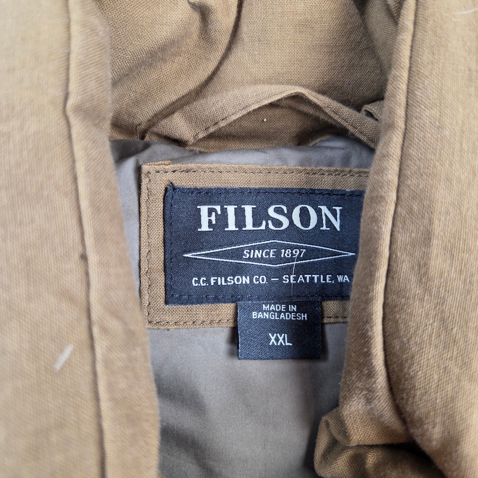 Filson Women's Down Vest XXL Antique Bronze Calfskin Leather Goose Down Puffer
