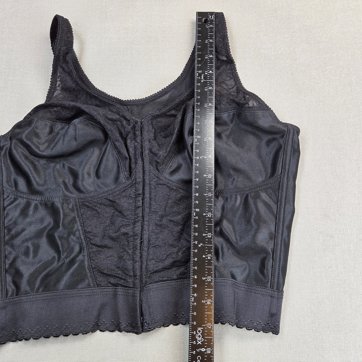 Exquisite Form Fully 40D Black Longline Posture Bra Front Close Lace 5107565 NWT
