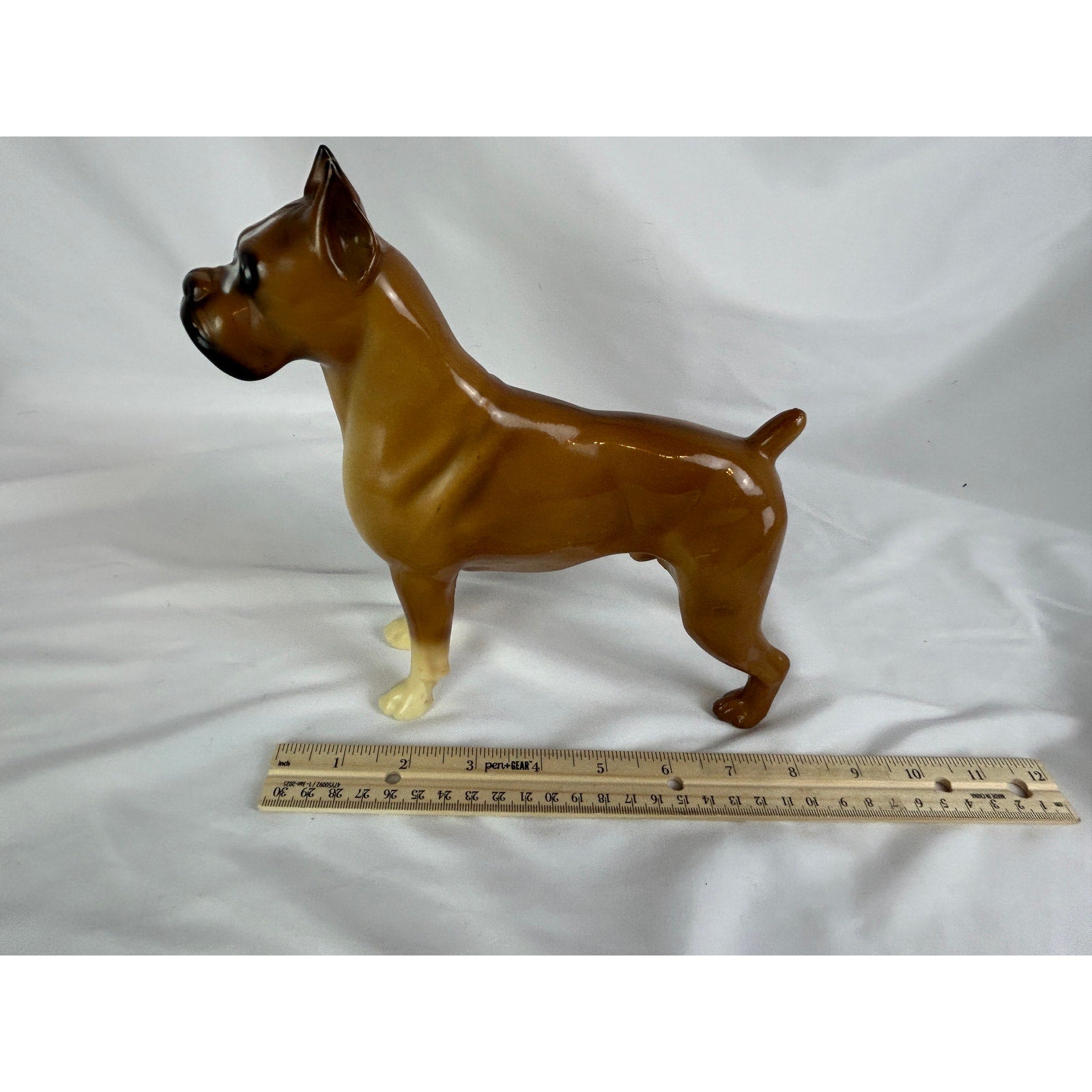 Vintage Boxer Dog Figurine 8" Mid Century Breyer Style