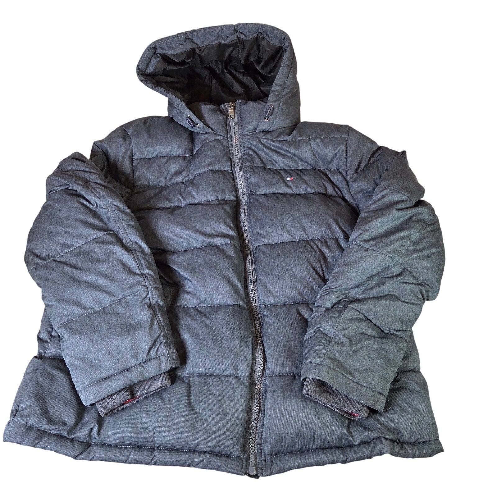 Tommy Hilfiger Men's XXL Hooded Puffer Winter Coat Jacket Gray