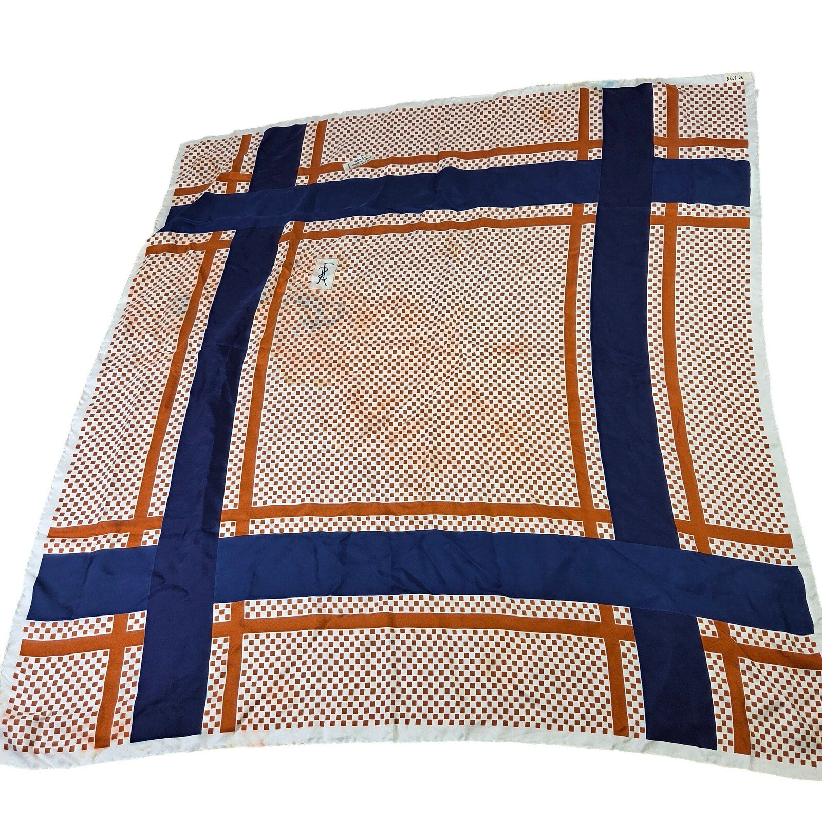 Bonwit Teller Yves Saint Laurent Silk Scarf France Square Vintage YSL Logo