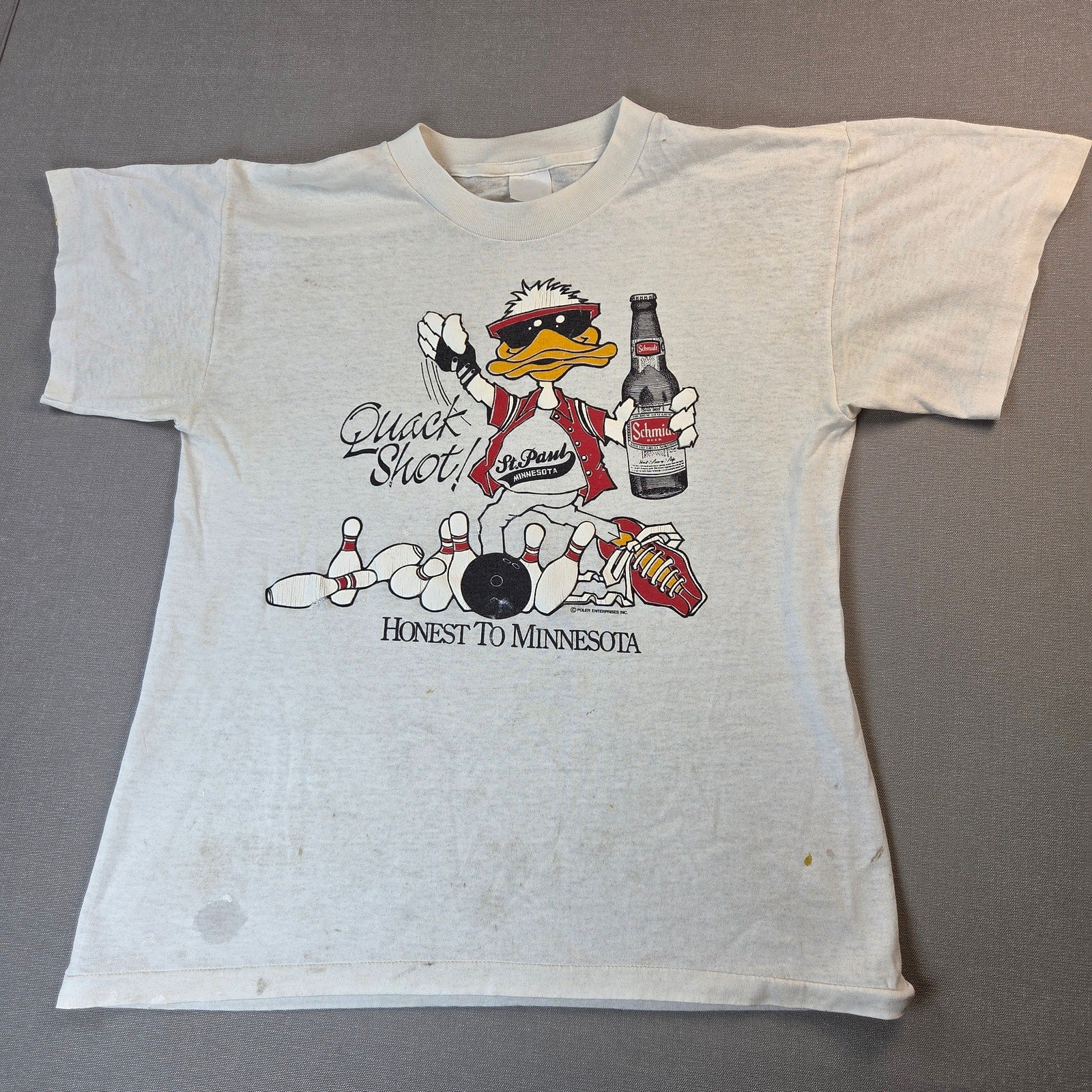 Schmidt Beer Quack Shot Honest To Minnesota Vintage USA Single Stitch T Shirt