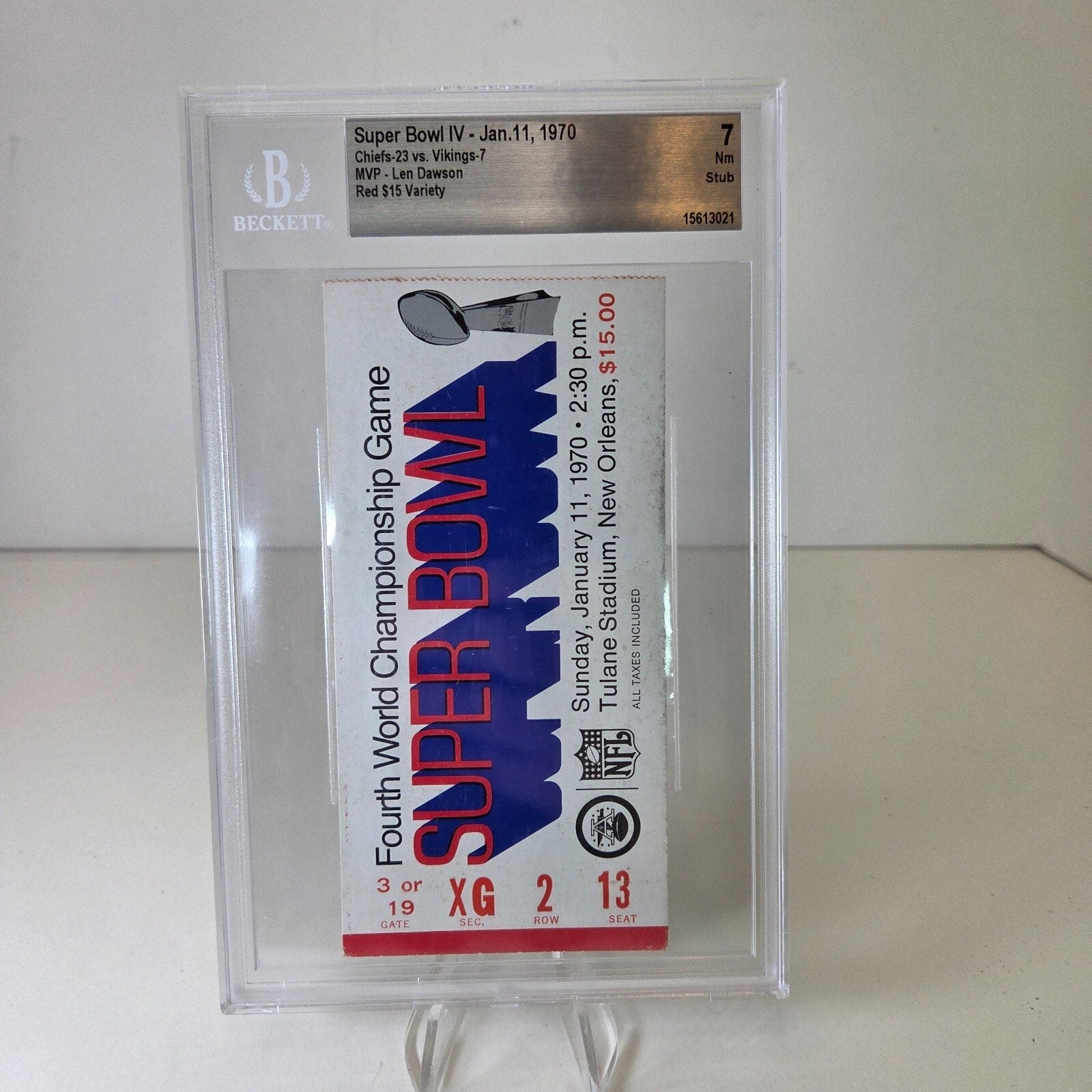 1970 Super Bowl IV Ticket Stub Chiefs vs Vikings Beckett 7 POP 1 Red $15