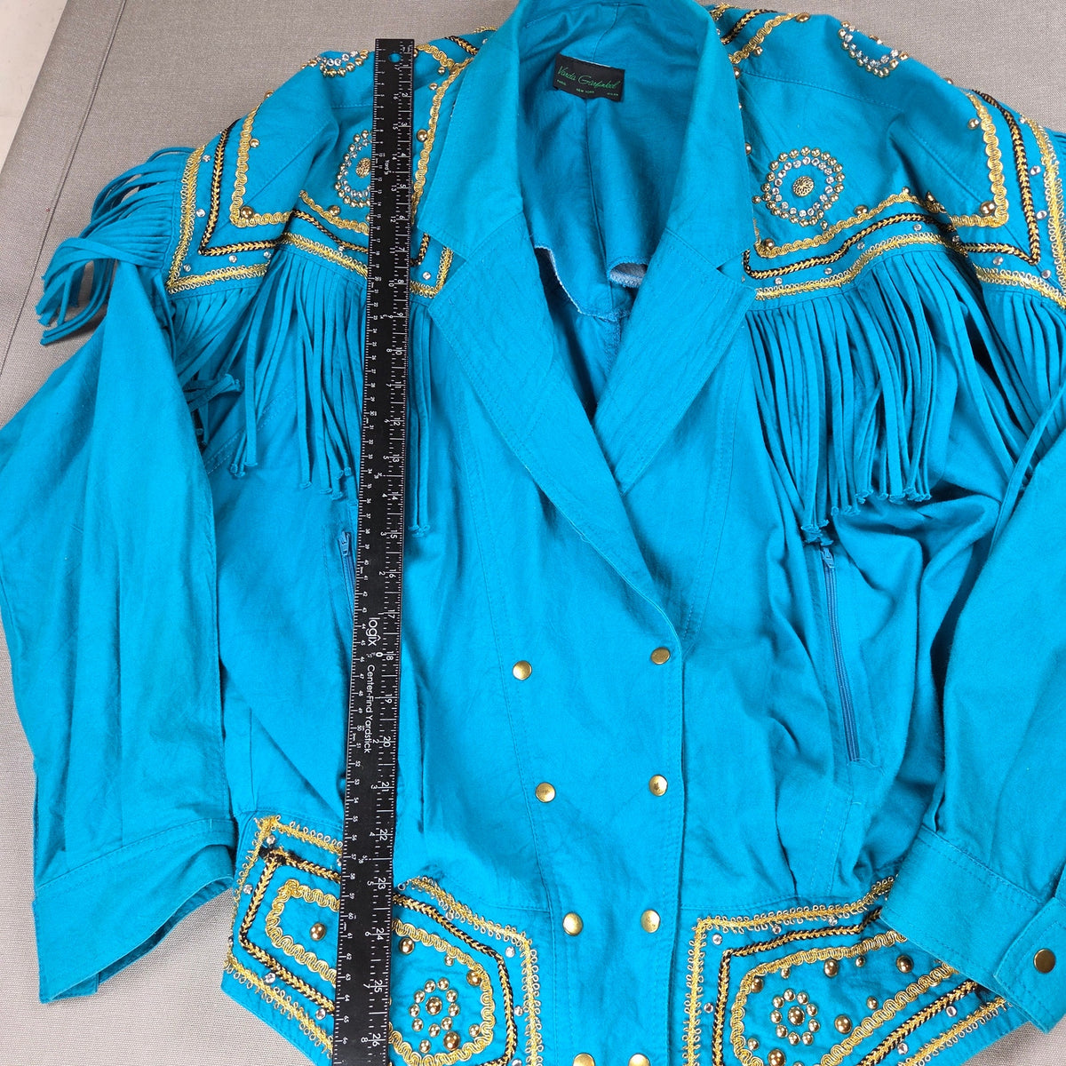 Varda Garfinkel Vintage 80s Western Fringe Beaded Rodeo Jacket Women's L