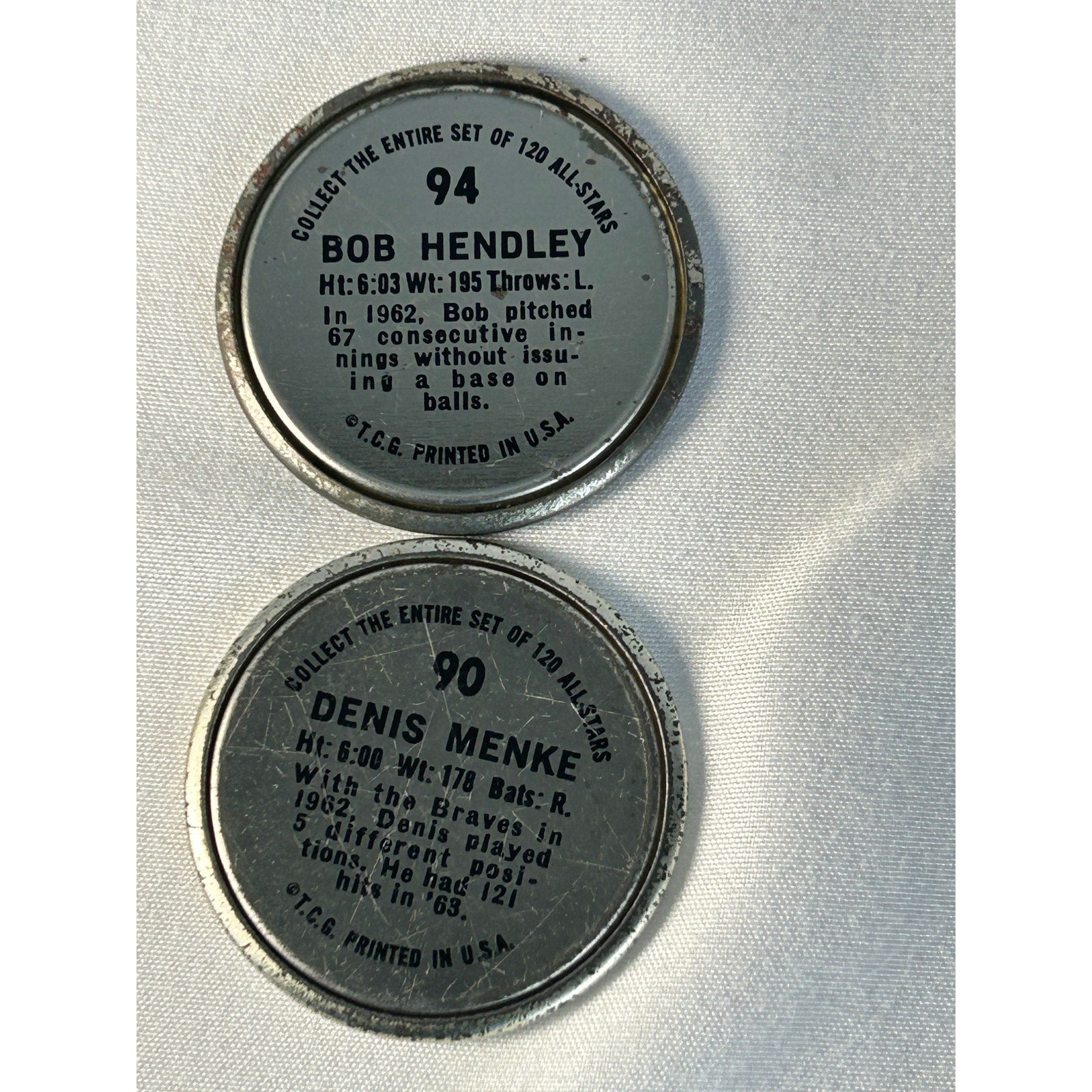 1964 Topps Baseball Coin Lot Hank Aaron Eddie Mathews Braves