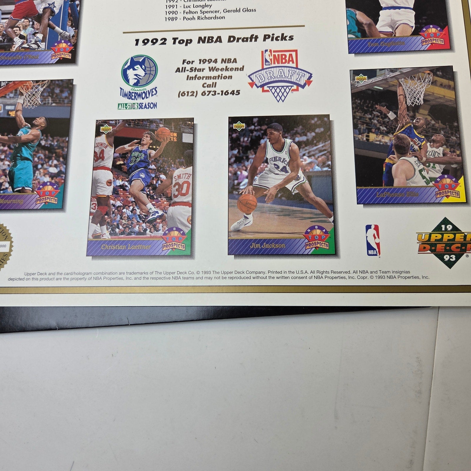 Minnesota Timberwolves Folder Lot (3) w/ 1993 Upper Deck Draft Inserts