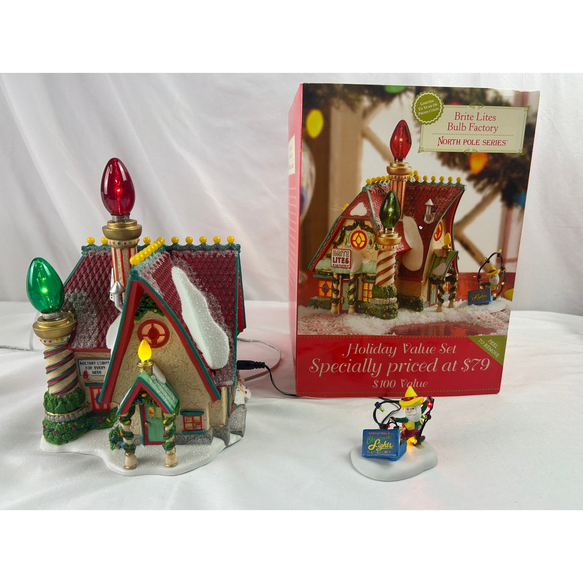 Department 56 Brite Lites Bulb Factory 799997 North Pole 2008 Complete Set
