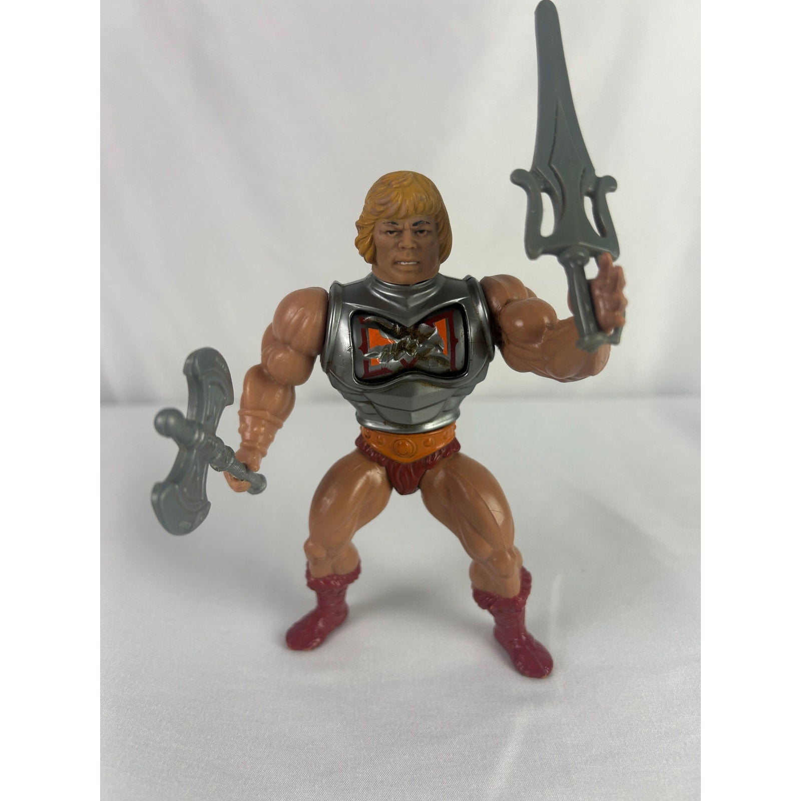 Vintage 1983 MOTU Battle Armor He-Man Complete w Sword Axe Mattel