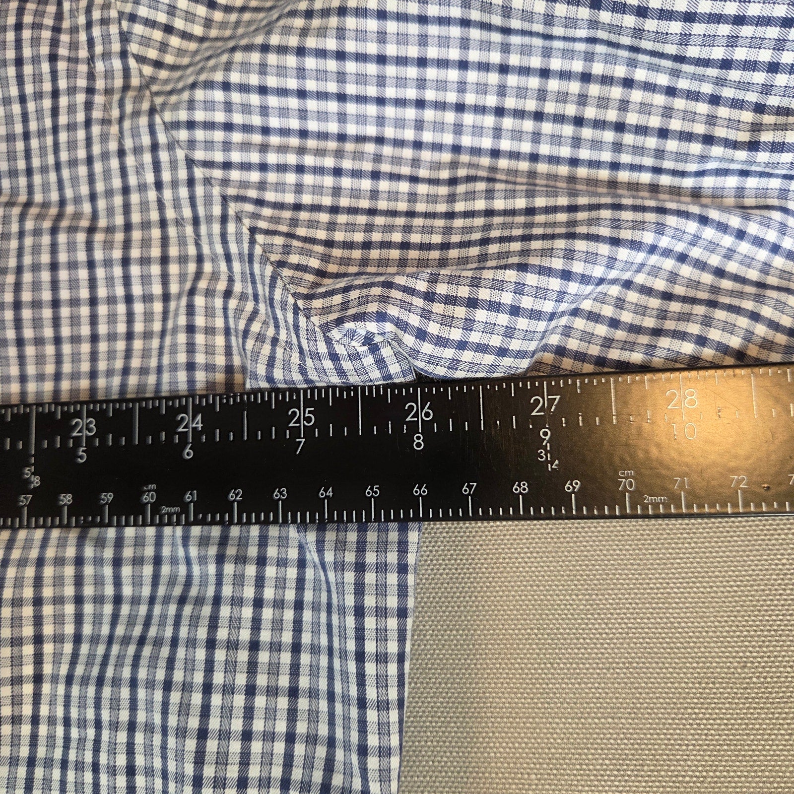 Peter Millar XL Button Up Shirt Cotton Blue White Check Short Sleeve