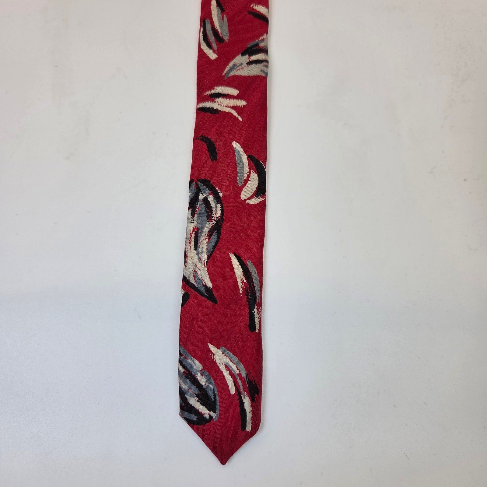 Pierre Balmain Paris Italian Silk Tie Red Abstract Wide Designer Necktie Vintage