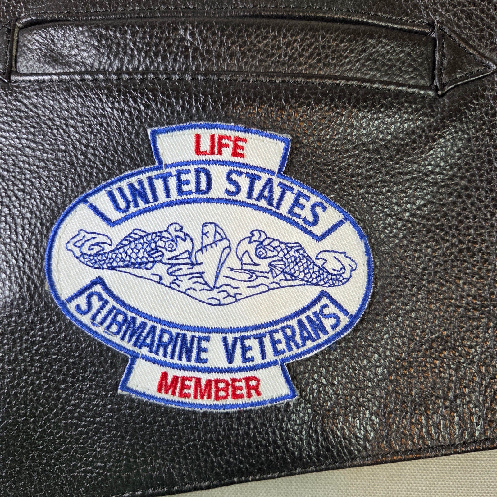 U.S. Navy Submarine Veterans Leather Vest Size 50 Cold War Patch Covered
