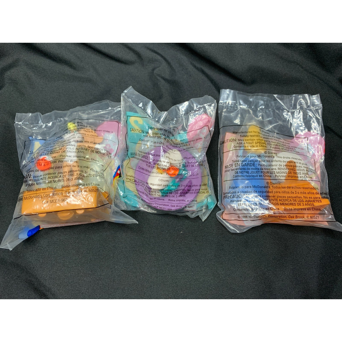 1996 McDonald's Happy Meal Toy Lot Space Jam Mighty Ducks Sleeping Beauty Sealed