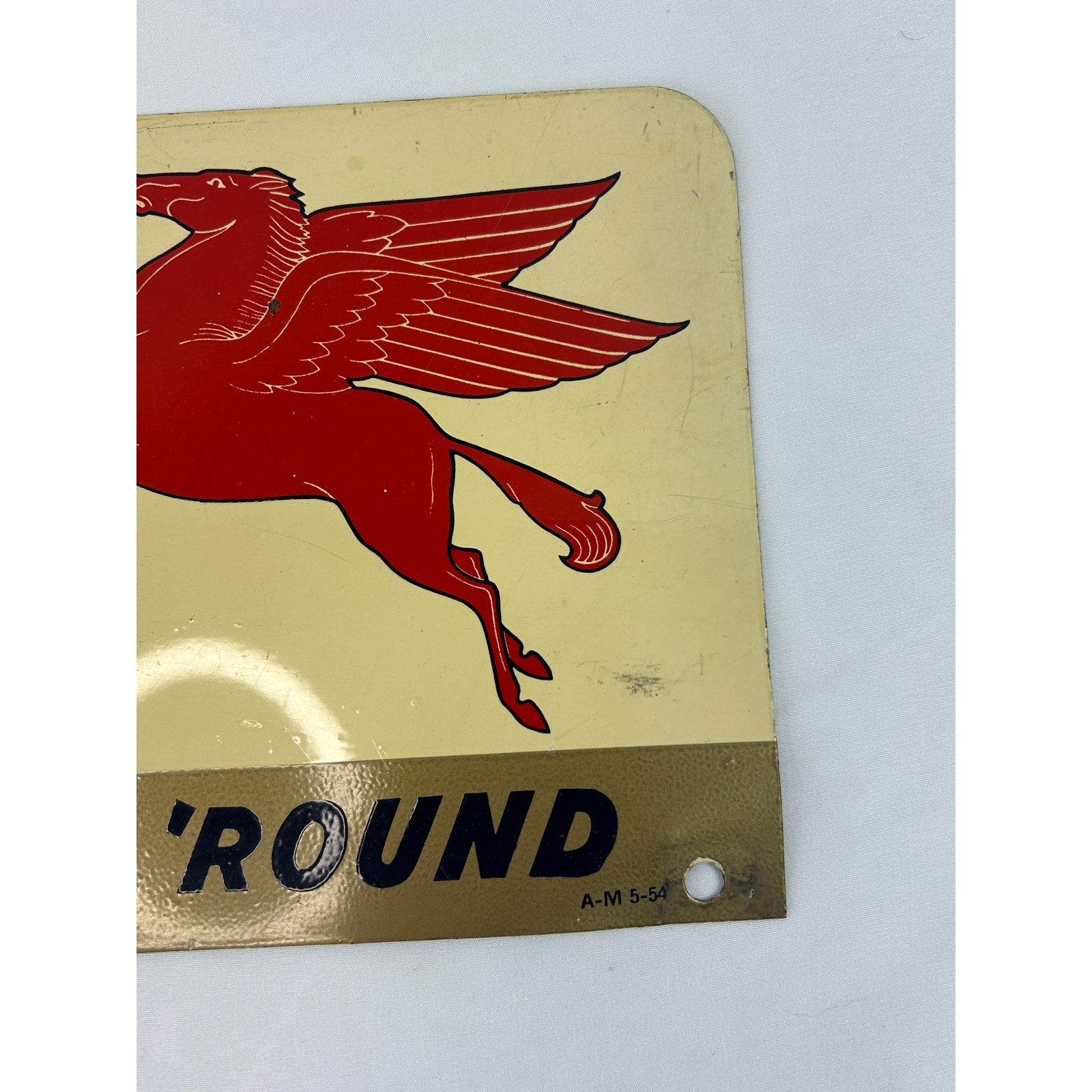 1954 Mobil Oil Special Pegasus Metal Sign TAC Authenticated A-M 5-54 18x10