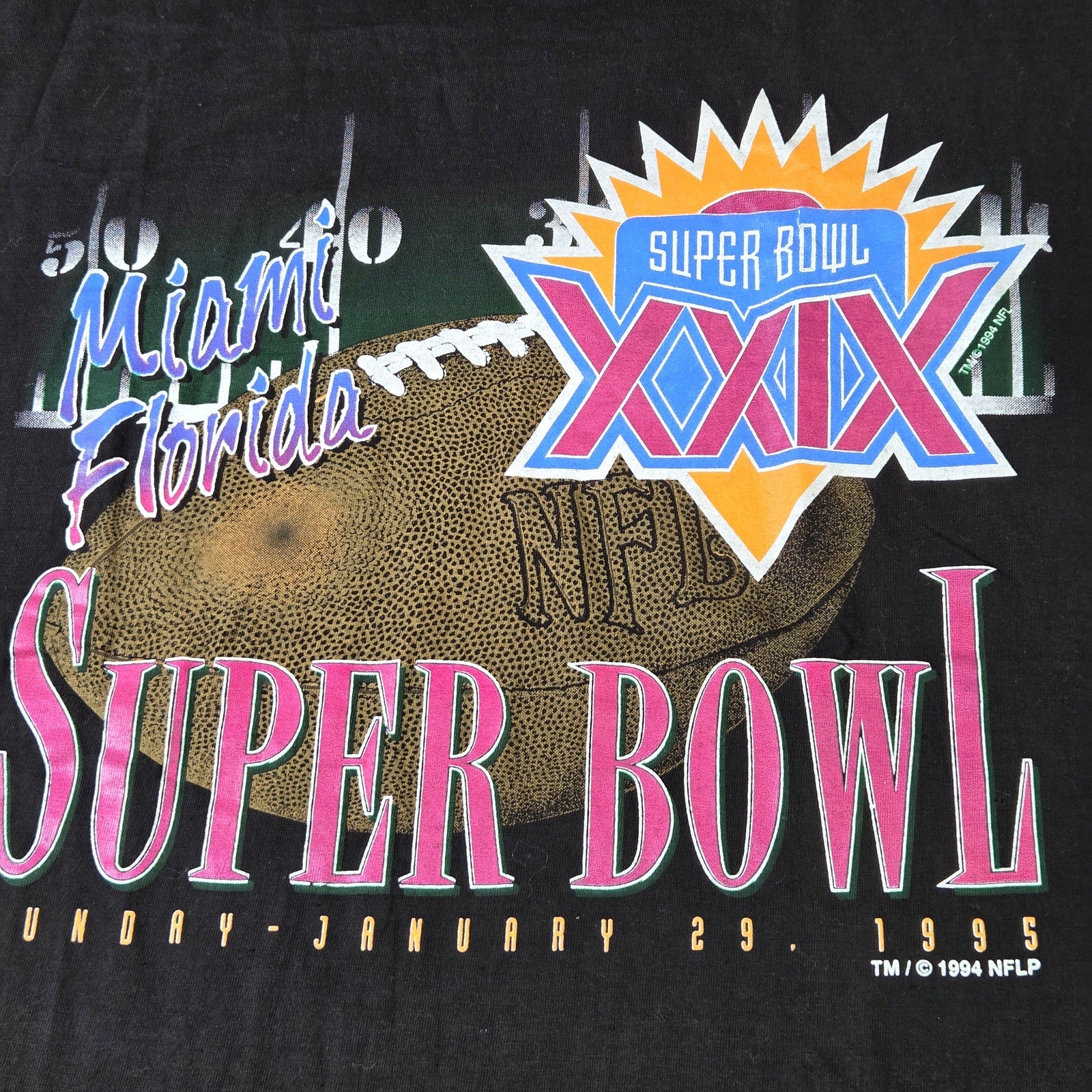 Vintage Super Bowl XXIX 1995 Miami FL NFL Competitor T Shirt Made in USA XL