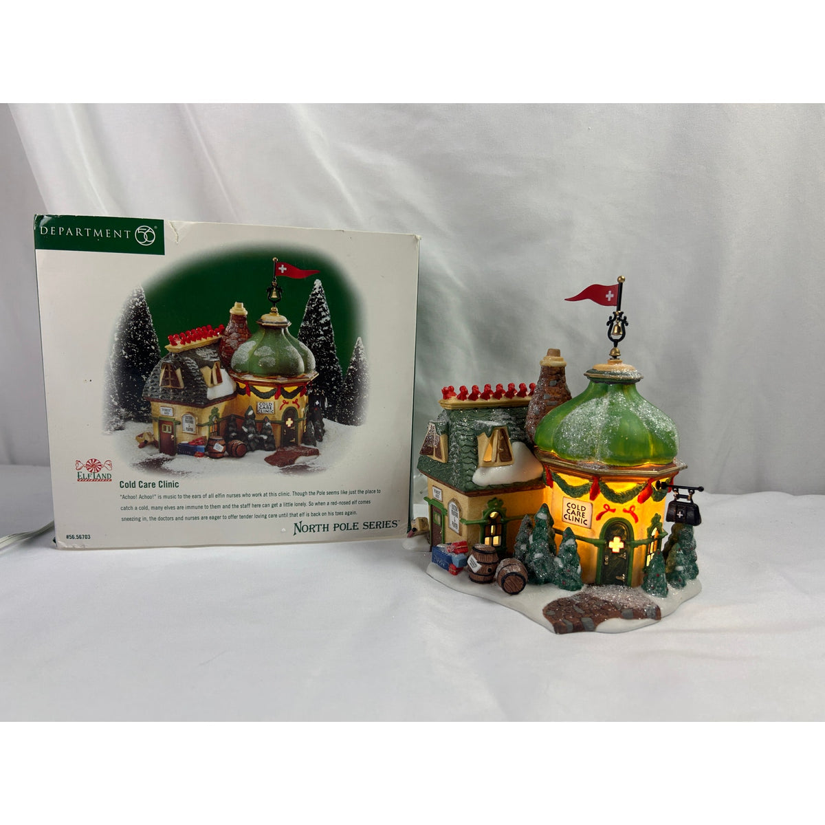 Dept 56 Cold Care Clinic 56703 North Pole Elf Land Lighted Retired 1999 Box