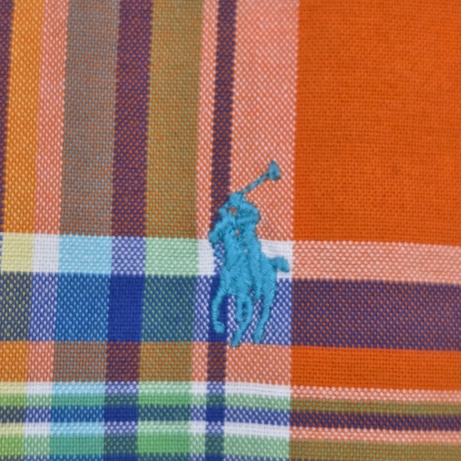 Ralph Lauren Plaid Button Down Shirt Men 2XLT Orange Cotton Long Sleeve