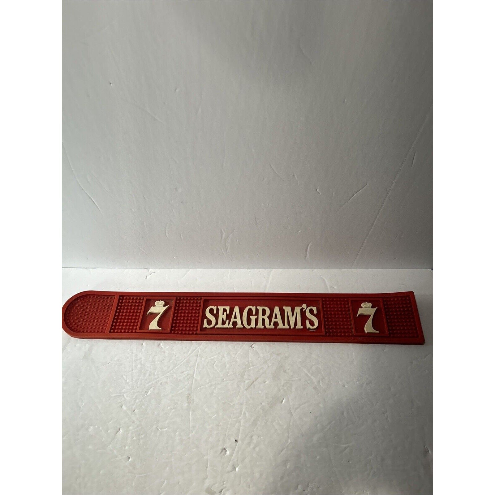Vintage Seagram’s 7 Bar Spill Mat Rubber Bar Rail Mat 24" x 3.5"
