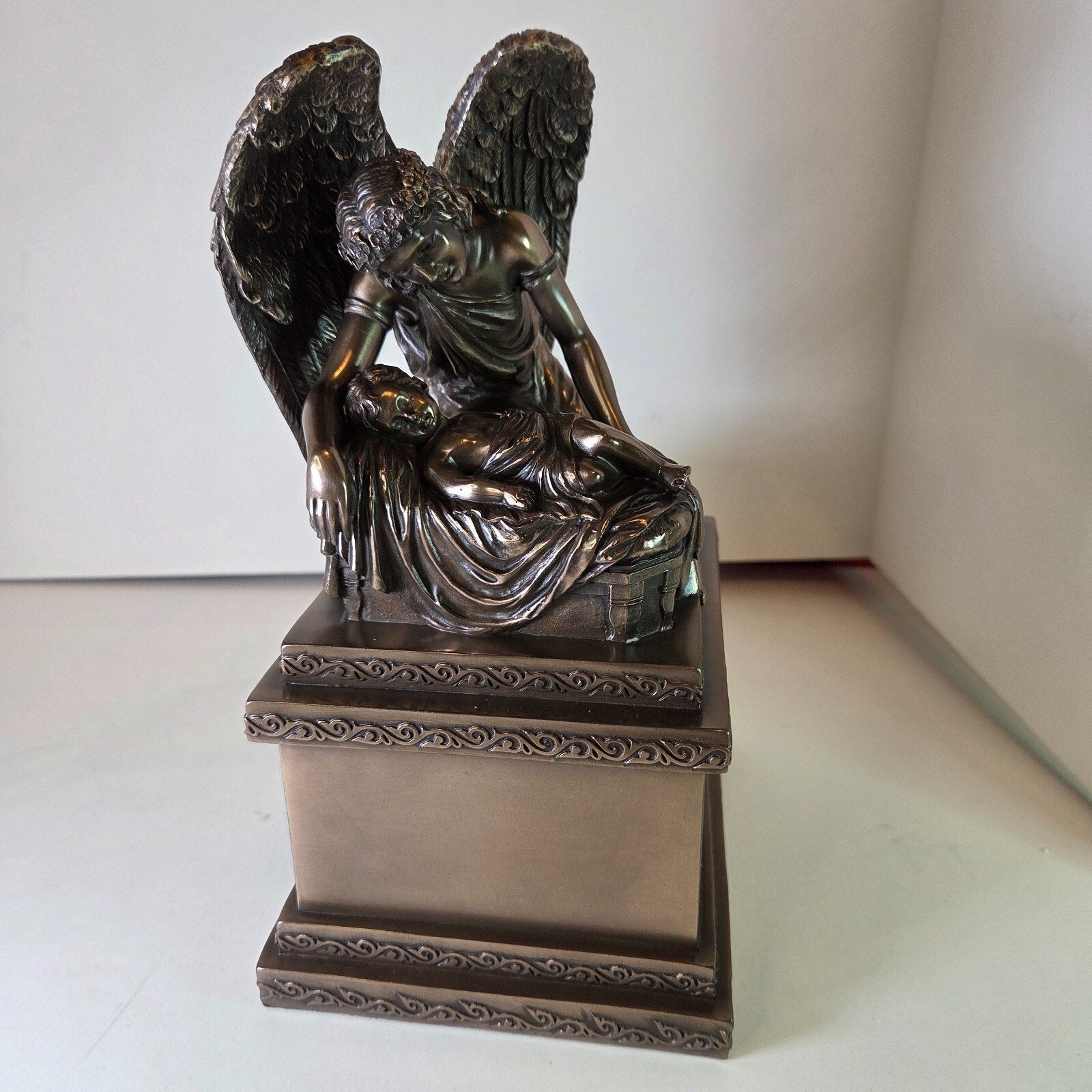 Angel and Baby Cold Cast Resin Urn for Human Ashes 6"x4 3/4"x9"