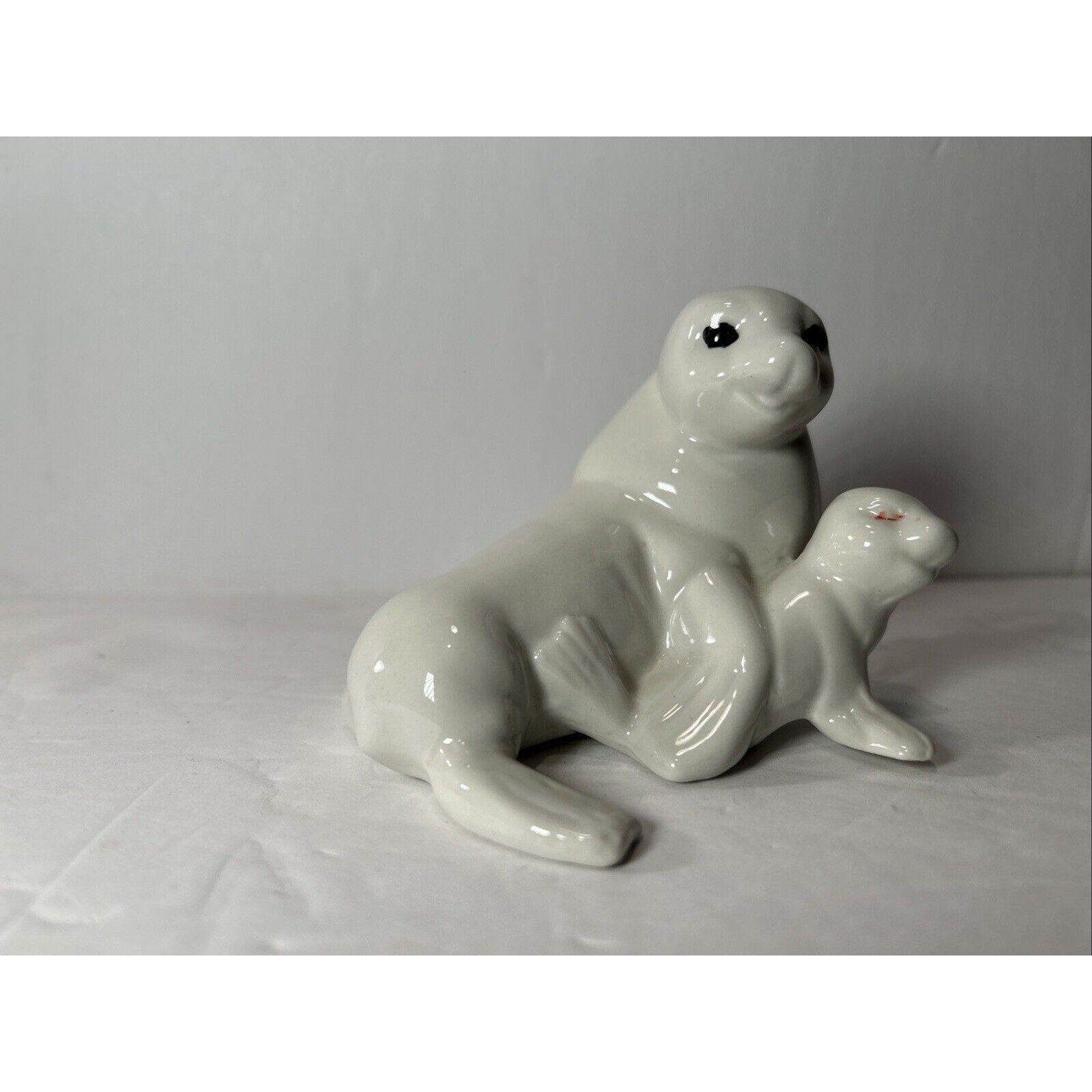 Eden's Bliss Porcelain Sea Lion Mother & Baby Pup Figurine Made in Japan