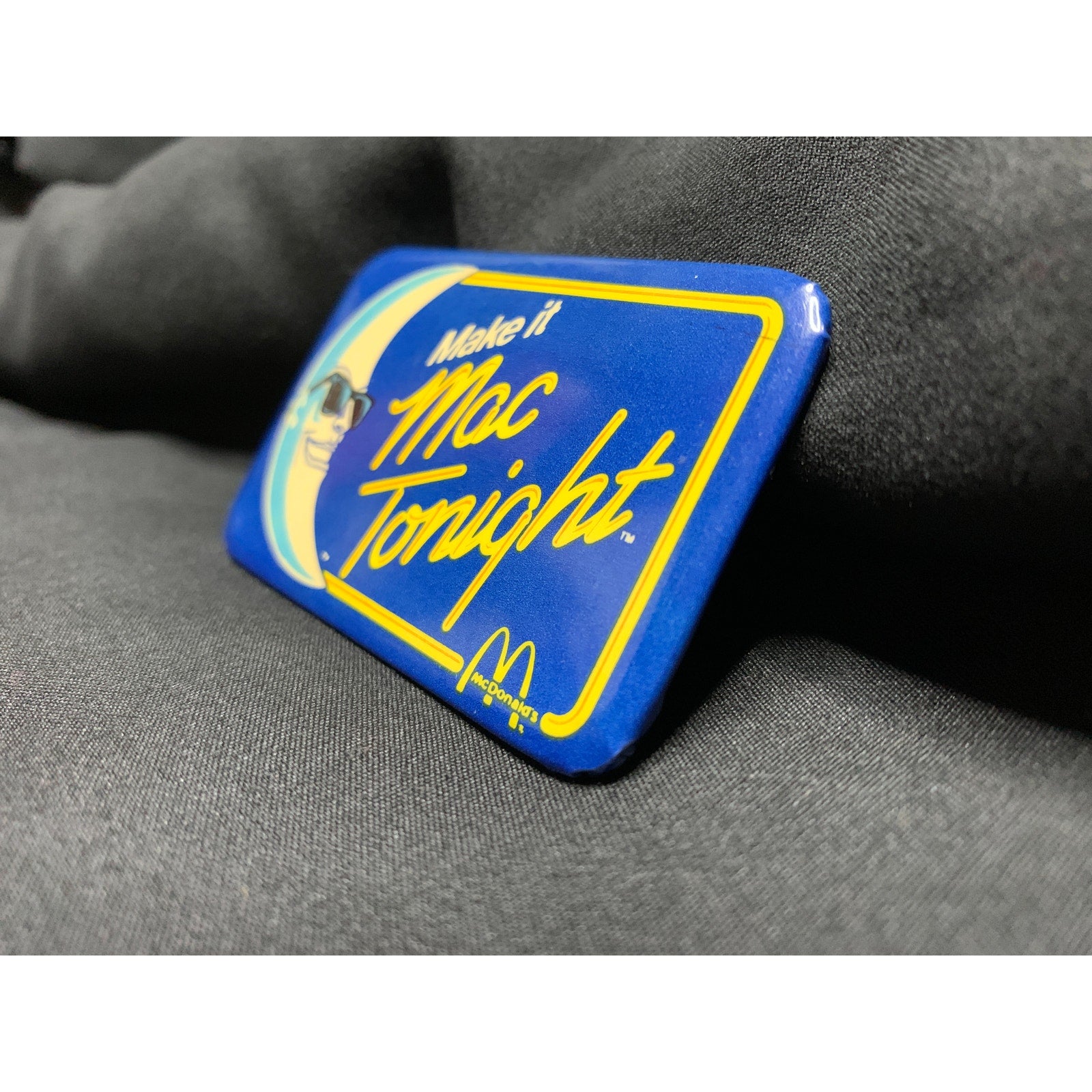 1988 McDonald's Make It Mac Tonight Employee Pin Back Button Mac Tonight Promo
