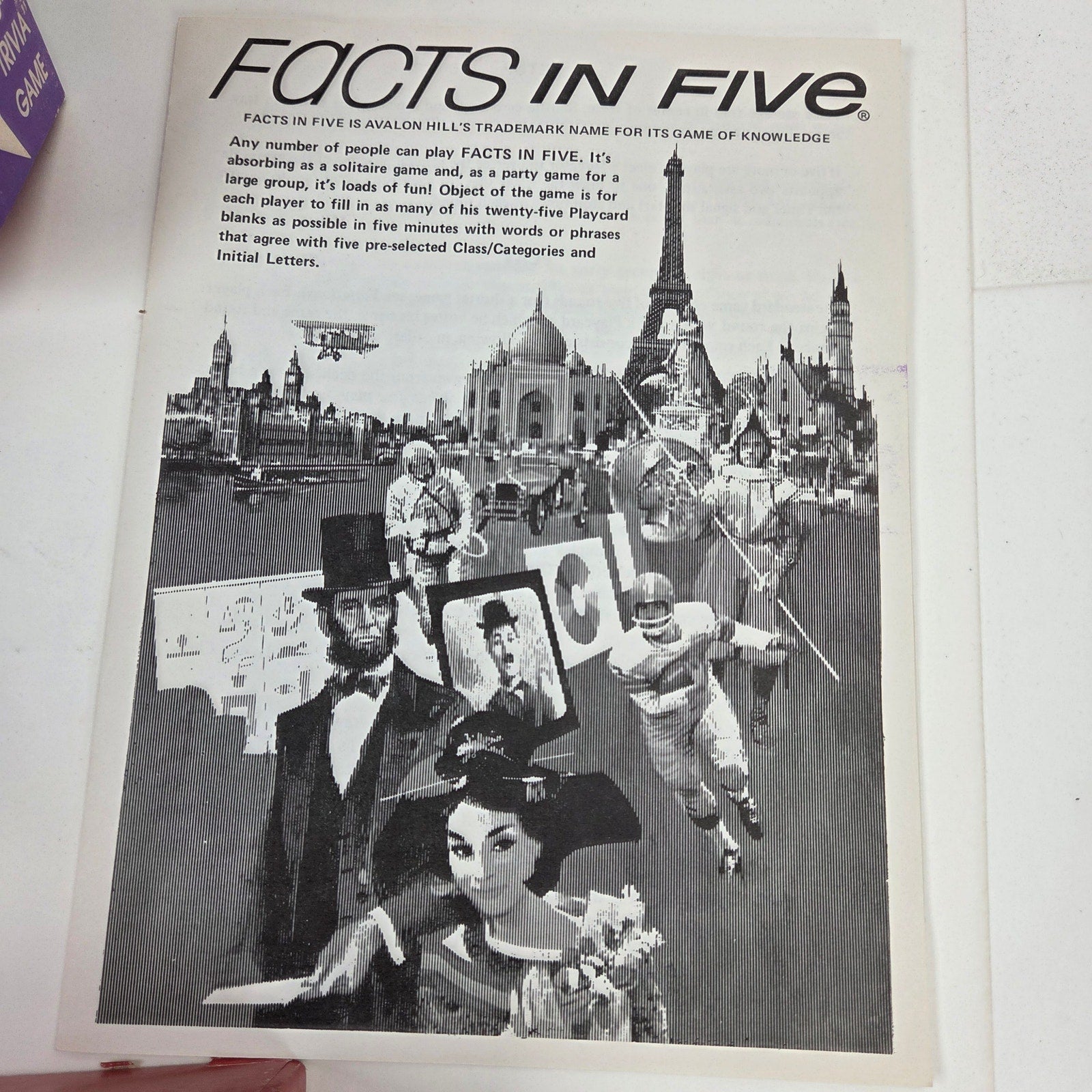1976 Avalon Hill Facts in Five Original Trivia Game Complete Unpunched Letters