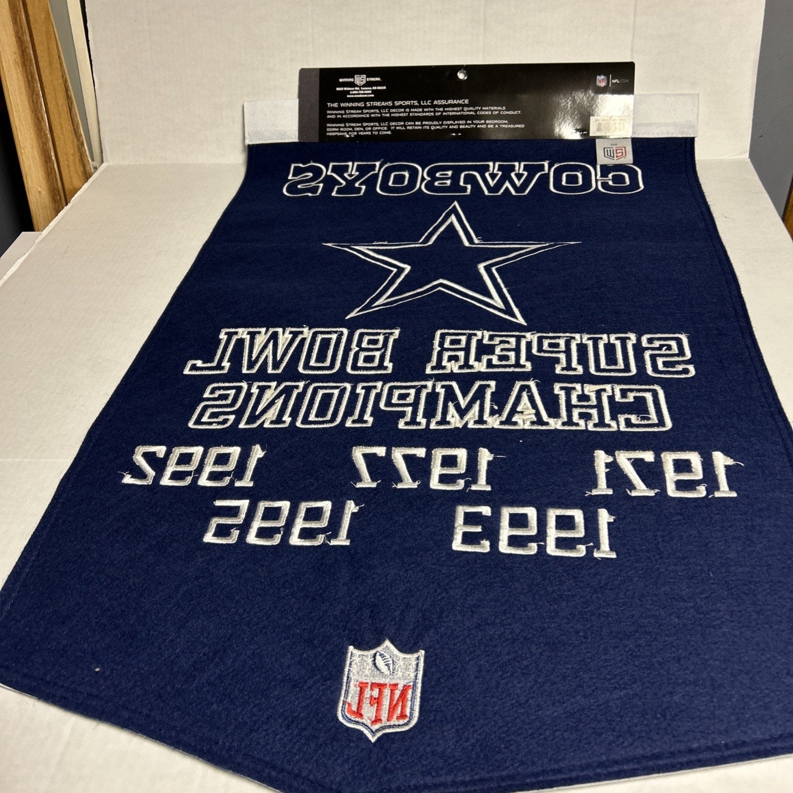 Dallas Cowboys Wool Blend NFL Champions Banner, 24" x 36"