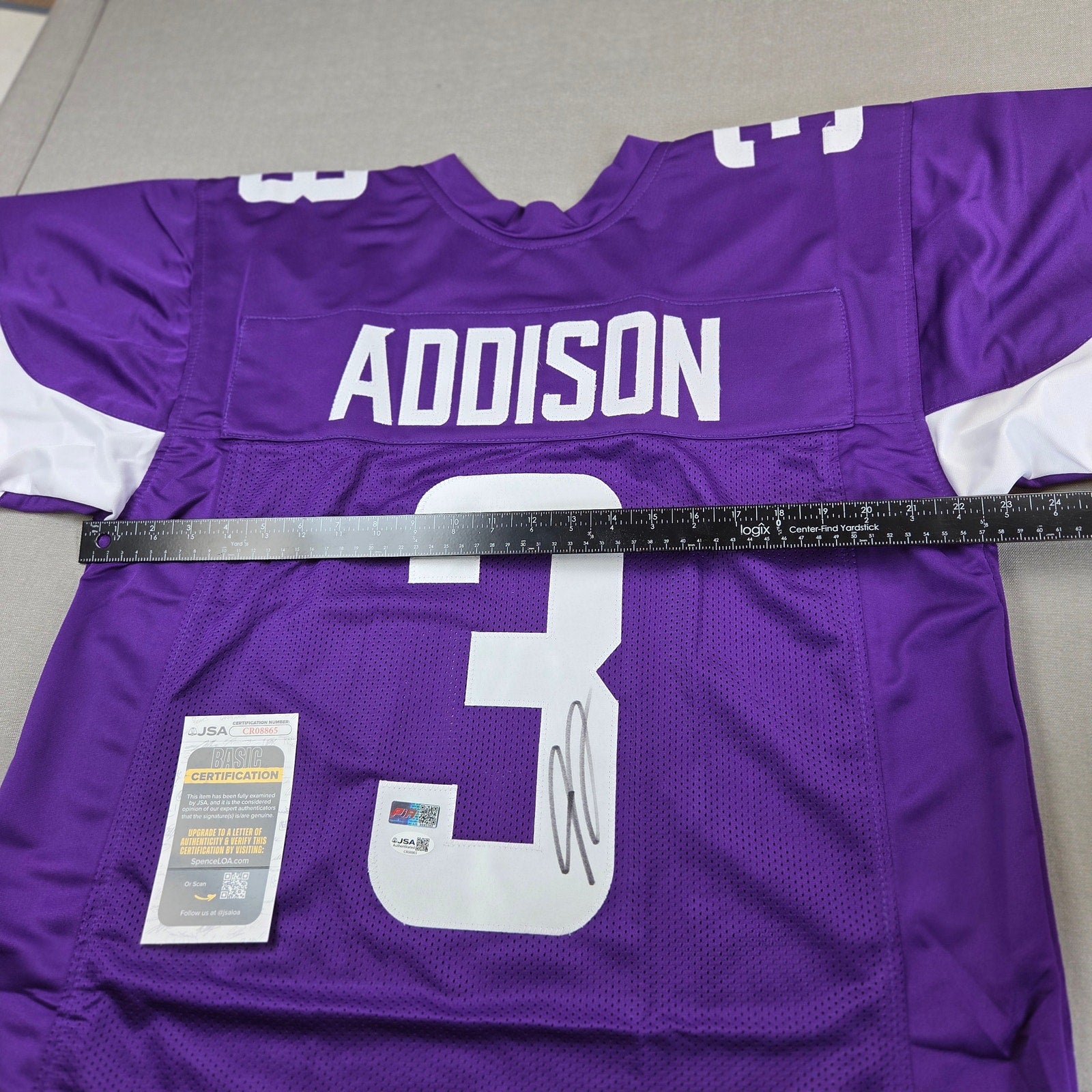 Jordan Addison Signed Custom Minnesota Vikings Purple Jersey XL JSA COA