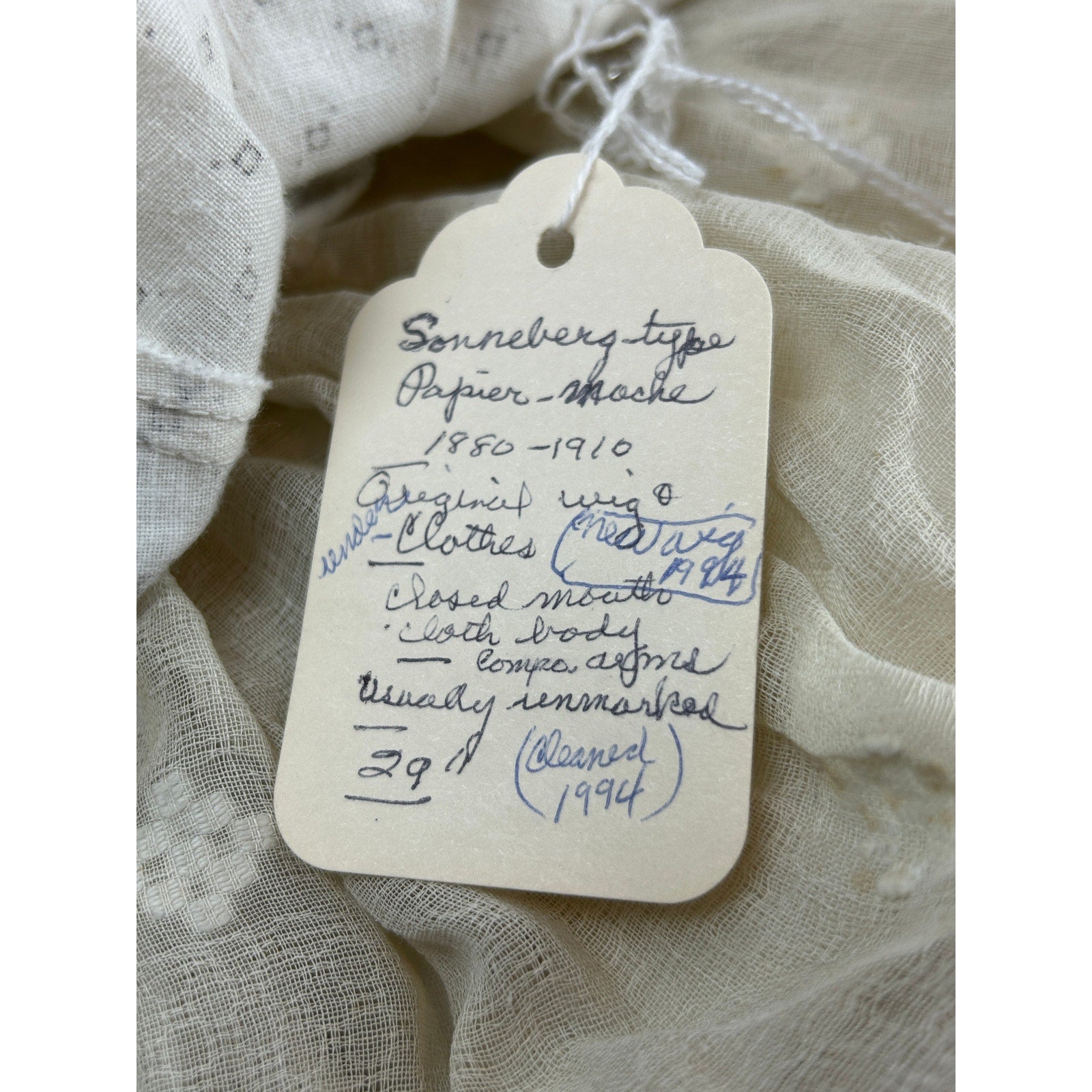 Antique Sonneberg-type Papier Mâché Doll 25in Closed Mouth Cloth Body