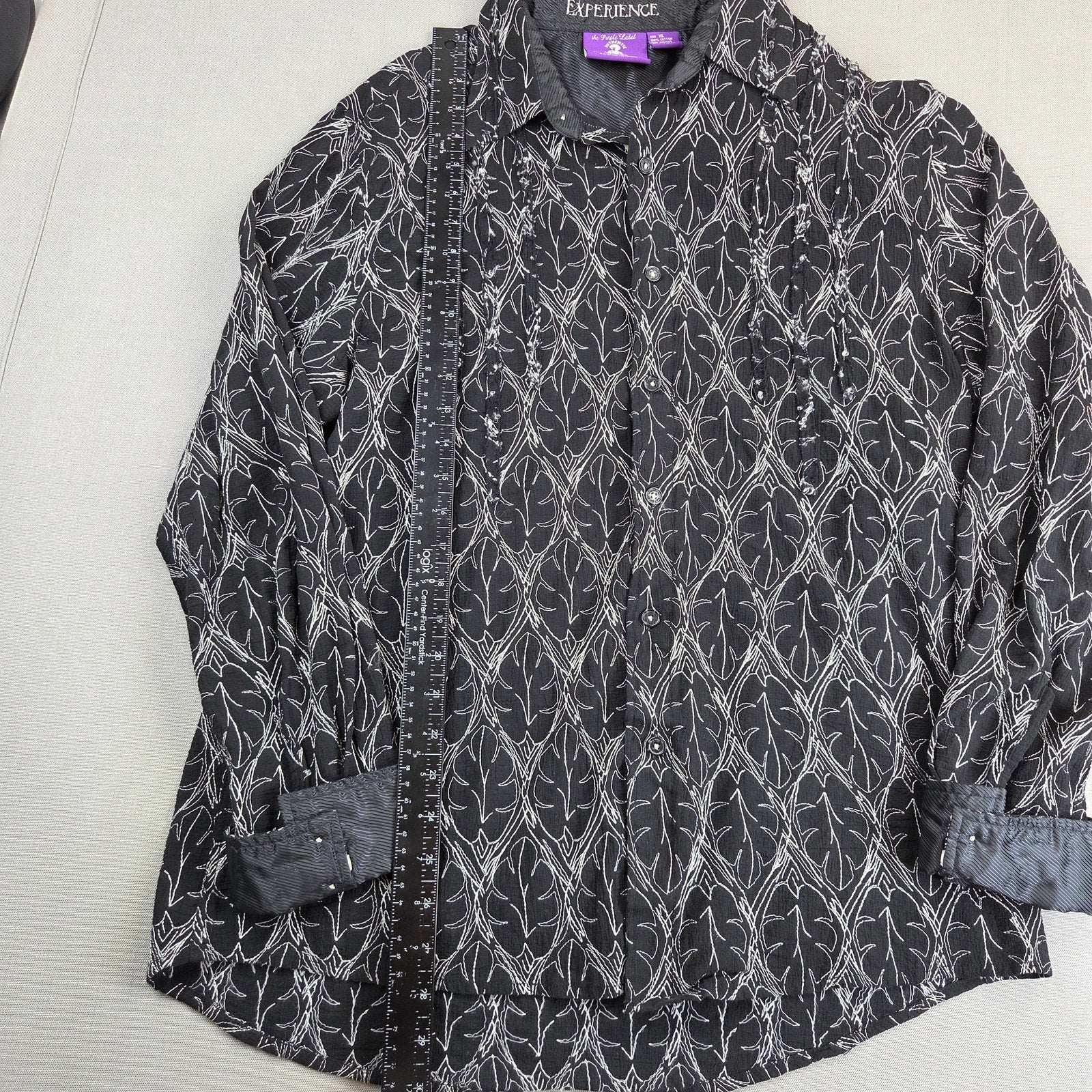 Jimi Hendrix Experience Purple Label XL Black Embroidered Button Down Shirt