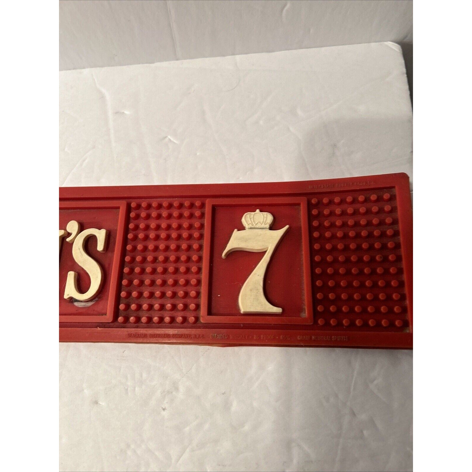 Vintage Seagram’s 7 Bar Spill Mat Rubber Bar Rail Mat 24" x 3.5"