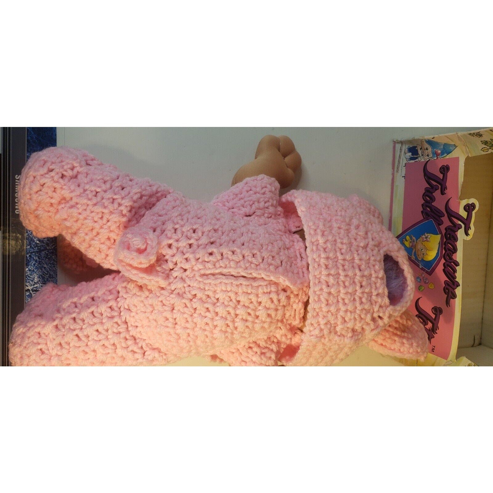 1991 Treasure Troll Tot 14" Doll Bellybutton Wishstone Pink Pig Outfit Vintage