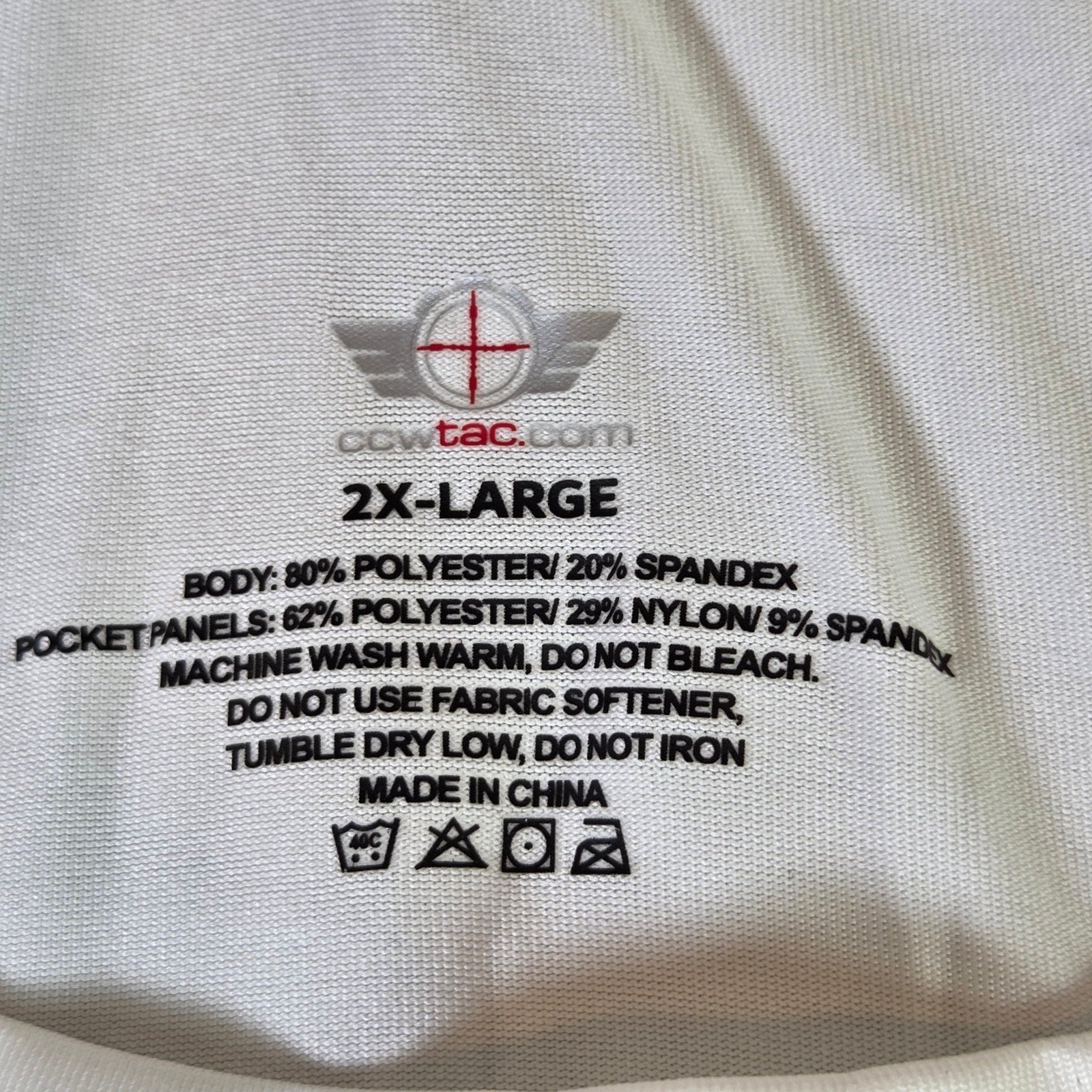 CCW Tactical Compression Holster Shirt Concealed Carry Crew Neck 2XL White