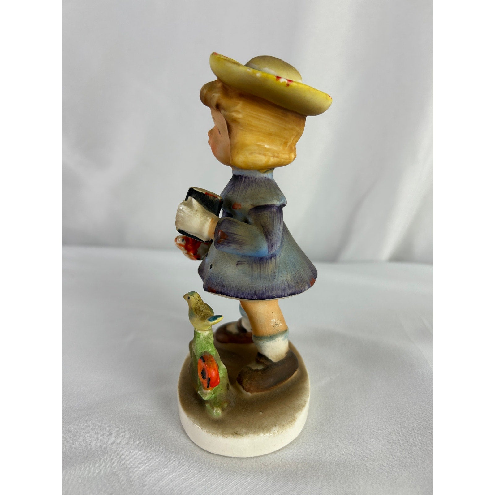 Mid Century Lefton Sunday Best Girl Figurine 1110 Bird Floral