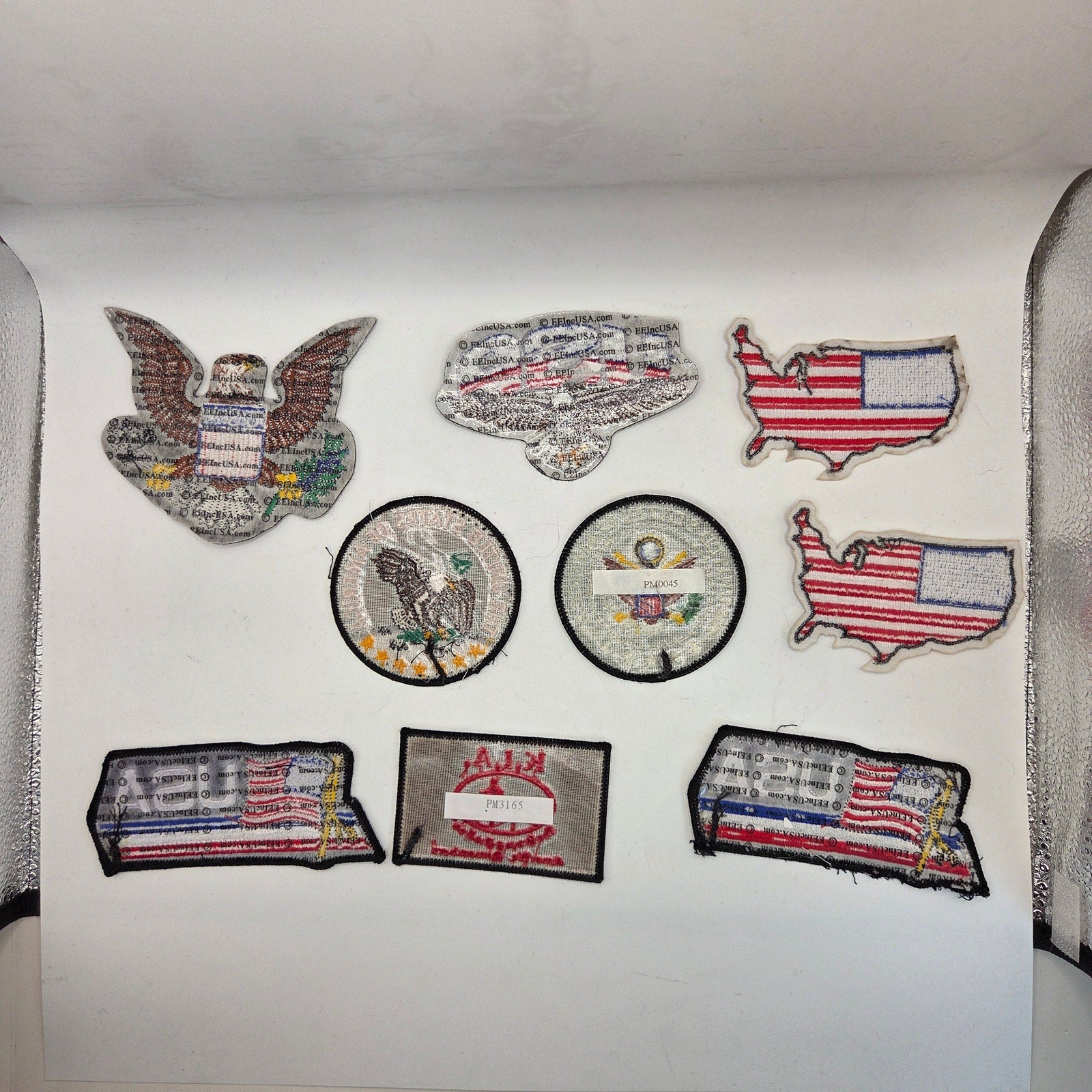 Lot of 9 USA Patriotic Eagle Flag Embroidered Patches Sew On Craft DIY Set