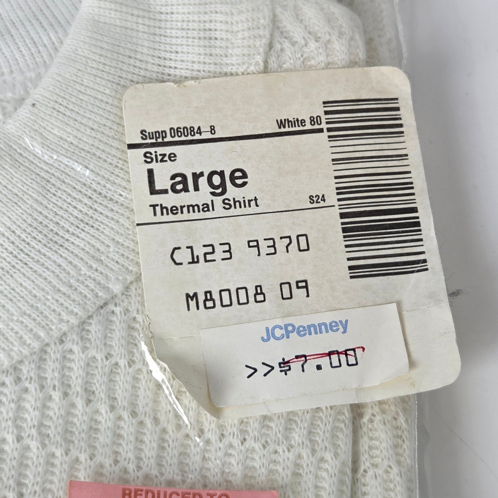 JCPenney Womens Thermal Shirt USA Made Waffle Knit NOS Size L Vintage
