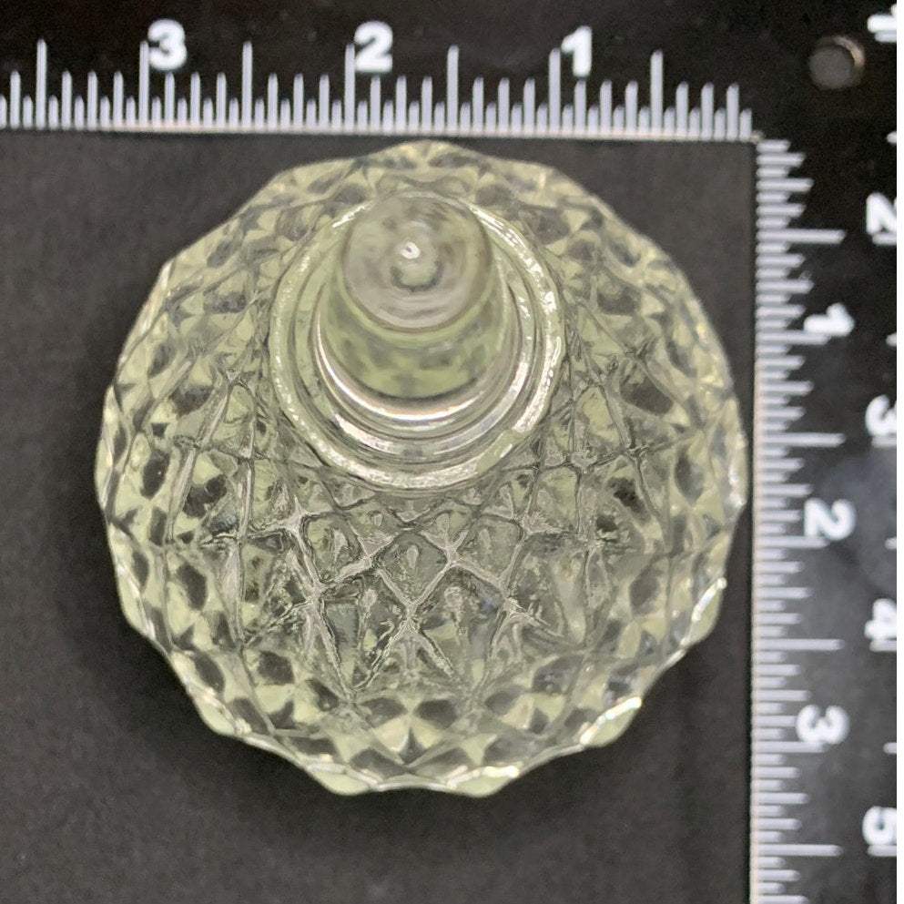 Clear Pressed Glass Covered Candy Dish Diamond Pattern Pointed Lid Small